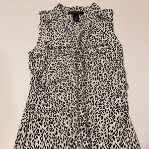 White House Black Market Black and White Animal Print Blouse